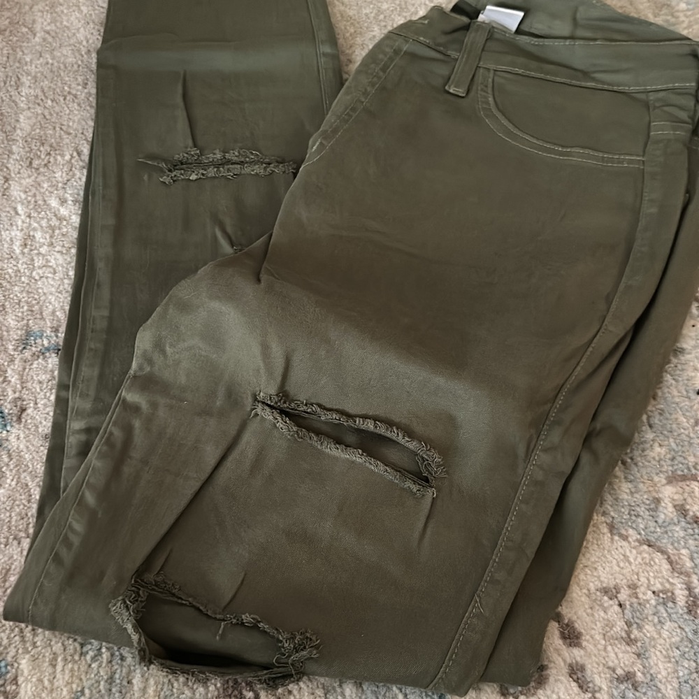 Olive Green Distressed Pants